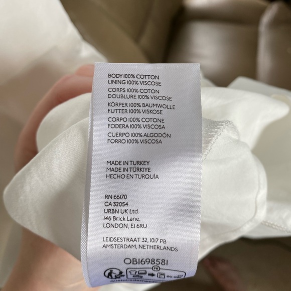 Anthropologie Ruffled V-Neck White Mini Dress size XS *NWT* - Picture 7 of 13